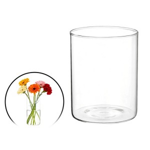 Unique Bargains Glass Bouquet Floating Candle Decorative Cylinder Vase Clear - 1 of 4