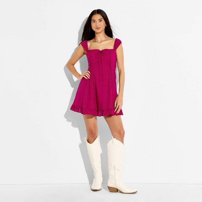 Женские платья Wild Fable Women's Cap Sleeve Eyelet Mini A-Line Dress - Wild Fable™ Berry Purple S — фото 2