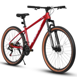 BestParts 27.5 Inch Mountain Bike, Trail City Commuter Bicycle, 21-Speed Aluminum MTB with Disc Brakes, Front Suspension, for Men 5'4–6'2", Red - 1 of 4