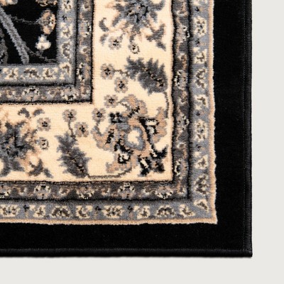 Elegant Black Square Synthetic Easy-Care Rug