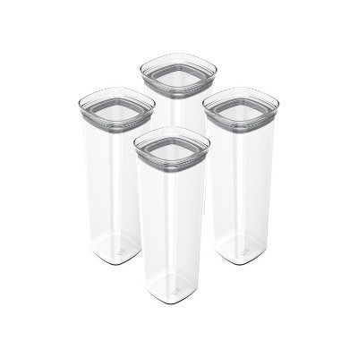 OU Airtight Food Storage Container 8pc (set of 4) BPA Free Clear Plastic Storage Container with Leak Proof Lid, Stackable Kitchen Pantry Organizer
