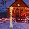Angel Sar 5FT Lighted Lamp Post Christmas Decor, Pre-lit with 110 Warm White LED Lights, Bowknot Design Outdoor Indoor Holiday Display Decorations - 2 of 4