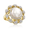 Ross-Simons 12-12.5mm Cultured Pearl and 1.60 ct. t.w. White Topaz Ring in 18kt Gold Over Sterling Size 7 - 4 of 4