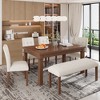 Merax 6-Piece Rustic Dining Set with Upholstered Chairs & Bench - 2 of 4