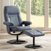BenchMaster Bruce Bermuda Gray Faux Leather Recliner Chair Modern with Ottoman Footrest Ergonomic Manual Reclining for Bedroom - 2 of 4