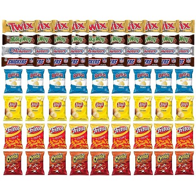 Twix, MilkyWay, 3 Musketeers, Snickers - Chocolate Bars & Ruffles, Lays Classic, Cheetos Crunchy and Fritos Original Mix Snack Verity  8 count
