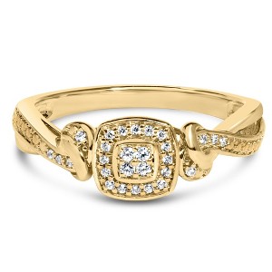 14K Yellow Gold Plated Silver 1/10 Cttw Diamond Composite Halo Engagement Ring - 1 of 4