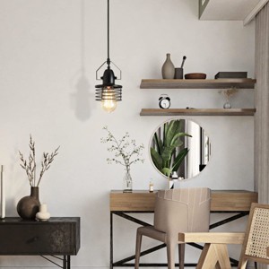 Metal Cage Pendant Lamps Vintage Rustic Pendant Light With Adjustable Length Farmhouse Caged Hanging Lamp E26 Base Bulb Not Included-The Pop Home - 1 of 4