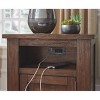 Budmore Rectangular End Table Brown - Signature Design by Ashley: Mango Wood, USB Ports, Storage Shelf - 3 of 4