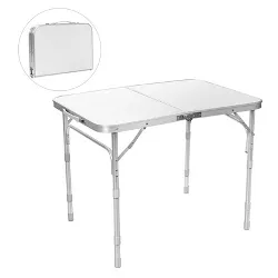 Lock for Picnic 4ft 4ft Indoor Outdoor Heavy Duty Portable Folding Plastic Dining Table w/Handle White Party Camping 