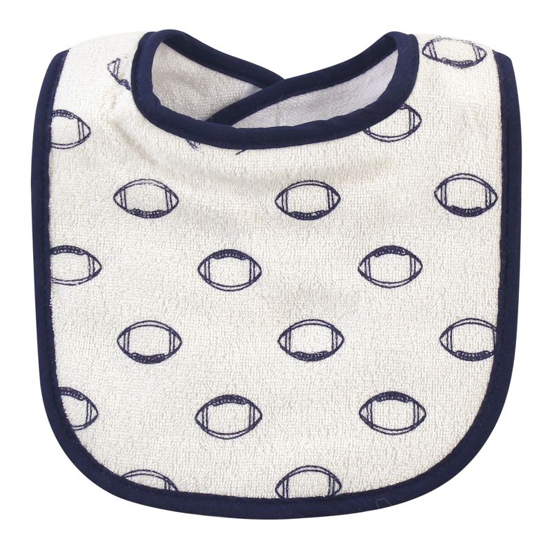 Hudson Baby Infant Boy Cotton Terry Bib and Burp Cloth Set 5pk, Football, One Size, 6 of 8