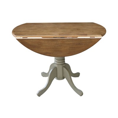 Casual Round Wood Extendable Dining Table in Distressed Hickory