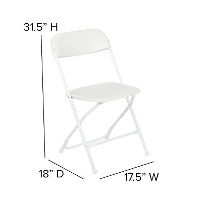 Set of 2 White Plastic Stackable Folding Chairs