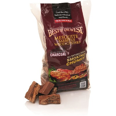 Best of the West 10006 Natural Classic Mesquite Barbecue Flavor Smoking Wood Chunks for Grilling, 8 Pounds