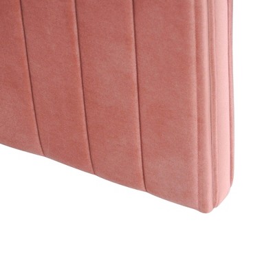Velvet Tufted Rectangular Footstool in Blush Pink