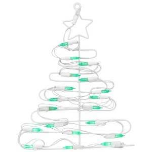 Northlight LED Lighted Christmas Tree Window Silhouette Decoration - 12.5" - Green Lights - 1 of 4