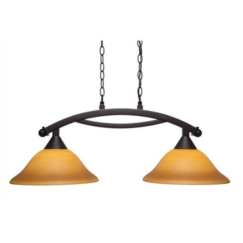 Toltec Lighting Bow 2 - Light Island Pendant Light in  Dark Granite with 12" Cayenne Linen Shade - image 1 of 1