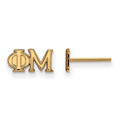Black Bow Jewelry 14k Yellow Gold Plated Sterling Silver Phi Mu Greek Life Stud Earrings