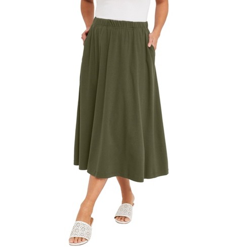 Jessica London Women's Plus Size Casual Wide Elastic Pull-On Lightweight  Maxi Skirt