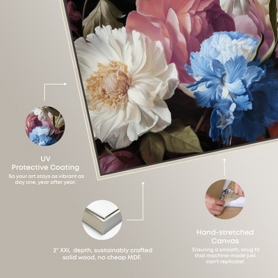 Elegant Floral Canvas Wall Art with Silver Frame, 15" x 10"