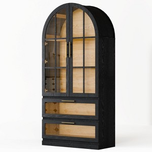 ChicFurnit Decorative Storage Cabinet Arched Bookcase with Drawers for Living Room or Office, Black and Brown, 15.7"*72.8"*35" - 1 of 4