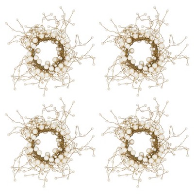 Ivory Pearl Design Decorative Napkin Rings Set of 4