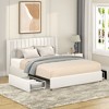 NicBex Queen Size Upholstered Wingback Platform Bed with Velvet/Tufted Headboard and 2 Drawers for Adults,White - 2 of 4