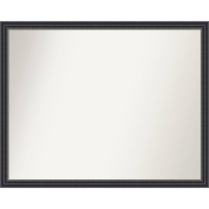 30"x24" Non-Beveled Stylish Wood Bathroom Wall Mirror Black - Amanti Art: Modern Rectangle, Wall Mount, Wood Frame - 1 of 4