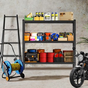 Syemin Utility Storage Shelves 3-Tier Industrial Shelving Rack, Adjustable Shelving Unit, Heavy Duty Garage Storage Rack, Black, 67"*19.7"*63" - 1 of 4