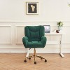Modern Tufted Office Chair with Teddy Fabric and Adjustable Swivel Base for Home Office-3irtyhousy - 2 of 4