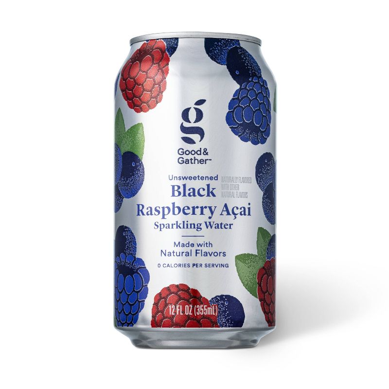 Black Raspberry Acai Sparkling Water - 8pk/12 fl oz Cans - Good &#38; Gather&#8482;, 2 of 5