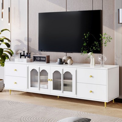 NicBex TV Stand for 75 Inch TV with Round Metal Handles,TV Entertainment Center with 4 Drawers and 2 Cabinets,TV Console Table for Living Room