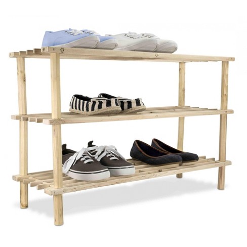 3 Tier Shoe Rack Black Metal With Natural Wood - Brightroom™ : Target