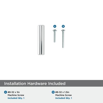 Polished Chrome Modern Bar Pull Knob with Mounting Hardware