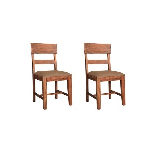 Taran Designs,Oren Upholstered Solid Wood Dining Chairs (Set of 2) - 1 of 4