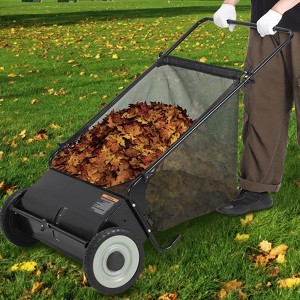 26-Inch Push Lawn Sweeper, 7 Cu. Ft. Hopper Capacity Leaf & Grass Collector with 4 Spinning Brushes, Adjustable Height, for Grass Clippings - 1 of 4