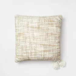 Oversized Woven Square Throw Pillow with Tassels Cream - Threshold™ designed with Studio McGee