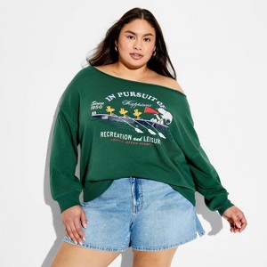 Women's Peanuts Off the Shoulder Graphic Pullover Sweatshirt