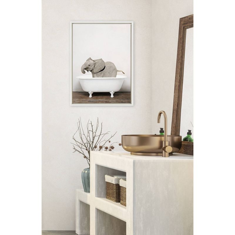 18&#34; x 24&#34; Sylvie Baby Elephant The Tub Color Frame Canvas by Amy Peterson White - Kate &#38; Laurel All Things Decor, 5 of 7