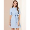 INSPIRE CHIC Women's Half Placket Short Sleeve Belted A-line Dress - 2 of 4