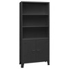 vidaXL Industrial Bookshelf in Anthracite Steel – Freestanding Storage Solution with Shelves and Doors for Home and Office Use. - 2 of 4