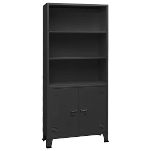 vidaXL Bookshelf Bookcase with 3 Shelves Decor Cabinet with Display Steel - 1 of 4
