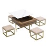 CAVINAS Modern Side Table Set of 5 with Square Coffee Table and 4 Chairs, Center Table with Lift-top Tabletop for Living Room, Bedroom - 4 of 4