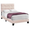 Monarch Specialties Bed Twin Size Upholstered Bedroom Frame Only Youth Teen Juvenile Pink Velvet Transitional - 4 of 4