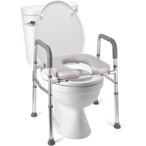 Raised Toilet Seat, 350LB Stand Alone Homecare Commode Bathroom Assist Frame for Elderly, Handicapped, Disabled, Adjustable Height, Padded Seat - 1 of 4