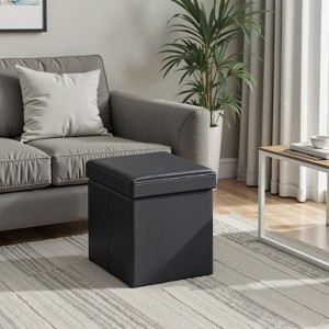 15" Ottoman with Storage, Folding Footstool, Storage Ottoman Bench, Cube Storage Chest 660 lb Load Capacity - 1 of 4
