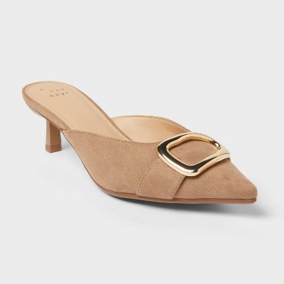 Women’s Larissa Pointed Toe Mule Heels – A New Day™ Beige