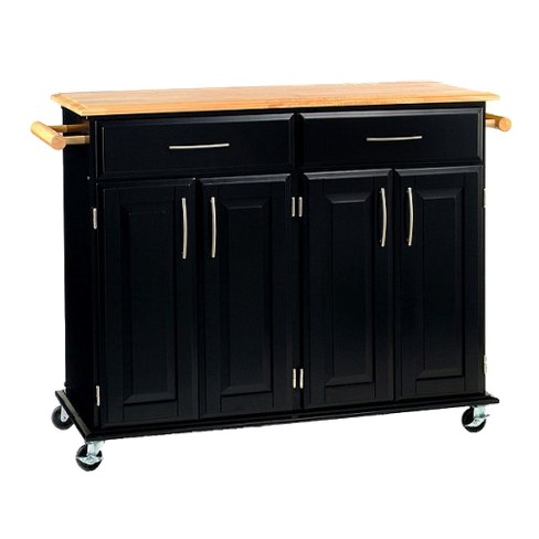 Dolly Madison Kitchen Island Cart Wood/black/natural - Home Styles: Mid ...