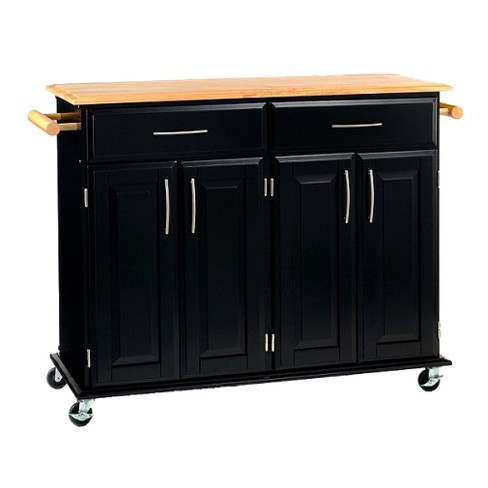 Dolly Madison Kitchen Island Cart Wood Black Natural Home Styles