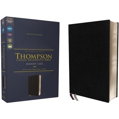 Niv, Thompson Chain-Reference Bible, Handy Size, European Bonded Leather, Black, Red Letter, Comfort Print - by  Zondervan (Leather Bound)